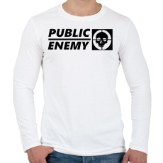 PRINTFASHION PUBLIC ENEMY - Férfi hosszú ujjú póló - Fehér
