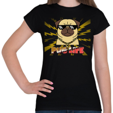 PRINTFASHION PUG LIFE 2 - Női póló - Fekete női póló