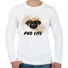 PRINTFASHION pug life - Férfi hosszú ujjú póló - Fehér férfi póló
