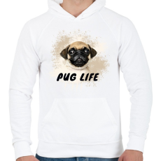 PRINTFASHION pug life - Férfi kapucnis pulóver - Fehér