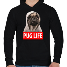 PRINTFASHION Pug Life - Férfi kapucnis pulóver - Fekete