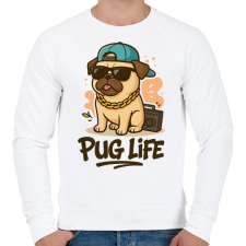 PRINTFASHION Pug Life - Férfi pulóver - Fehér férfi pulóver, kardigán