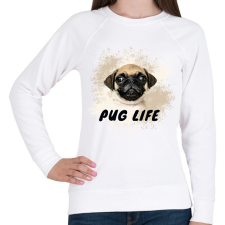 PRINTFASHION pug life - Női pulóver - Fehér női pulóver, kardigán