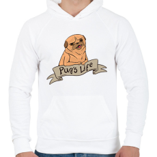 PRINTFASHION Pug's life - Férfi kapucnis pulóver - Fehér