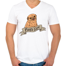PRINTFASHION Pug's life - Férfi V-nyakú póló - Fehér