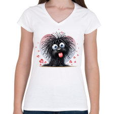 PRINTFASHION Puli - Női V-nyakú póló - Fehér női póló