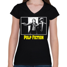 PRINTFASHION Pulp Fiction - Női V-nyakú póló - Fekete női póló