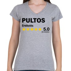PRINTFASHION Pultos Értékelés ***** 5.0 (69 értékelés) - Női V-nyakú póló - Sport szürke