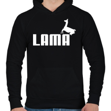 PRINTFASHION Puma Láma paródia - Férfi kapucnis pulóver - Fekete férfi pulóver, kardigán