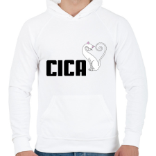 PRINTFASHION Pumacica - Férfi kapucnis pulóver - Fehér férfi pulóver, kardigán