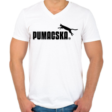 PRINTFASHION PUMACSKA - Férfi V-nyakú póló - Fehér férfi póló