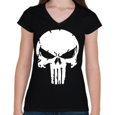 PRINTFASHION Punisher - Női V-nyakú póló - Fekete