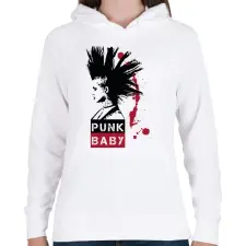 PRINTFASHION Punk Baby - Női kapucnis pulóver - Fehér női pulóver, kardigán