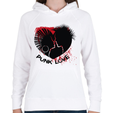 PRINTFASHION Punk love - Női kapucnis pulóver - Fehér