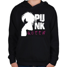 PRINTFASHION Punk queen - Gyerek kapucnis pulóver - Fekete