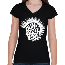 PRINTFASHION Punk Rock Apa - Női V-nyakú póló - Fekete