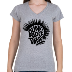 PRINTFASHION Punk Rock Apa - Női V-nyakú póló - Sport szürke