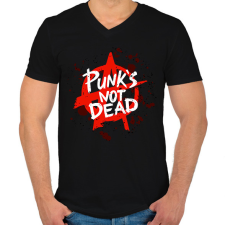 PRINTFASHION Punk's not dead - Férfi V-nyakú póló - Fekete férfi póló