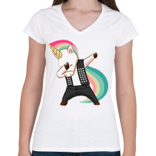 PRINTFASHION Punk unikornis - Női V-nyakú póló - Fehér női póló