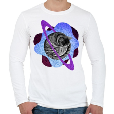 PRINTFASHION Purple cat planet - Férfi hosszú ujjú póló - Fehér férfi póló