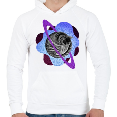 PRINTFASHION Purple cat planet - Férfi kapucnis pulóver - Fehér