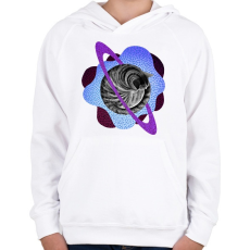 PRINTFASHION Purple cat planet - Gyerek kapucnis pulóver - Fehér