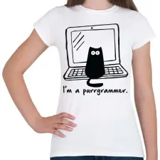 PRINTFASHION Purrgrammer  - Női póló - Fehér női póló