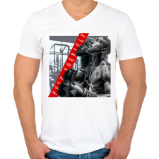PRINTFASHION PUSH YOURSELF - Férfi V-nyakú póló - Fehér férfi póló