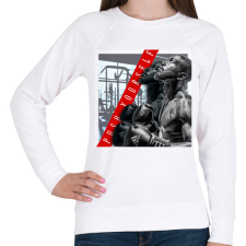 PRINTFASHION PUSH YOURSELF - Női pulóver - Fehér női pulóver, kardigán