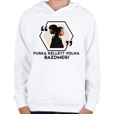 PRINTFASHION Puska kellett volna! - Gyerek kapucnis pulóver - Fehér gyerek pulóver, kardigán