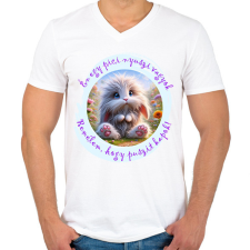 PRINTFASHION Puszi-nyuszi - Férfi V-nyakú póló - Fehér férfi póló