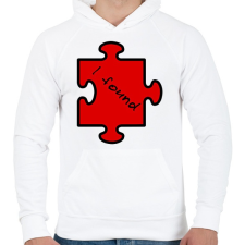 PRINTFASHION puzzle(férfi) - Férfi kapucnis pulóver - Fehér férfi pulóver, kardigán