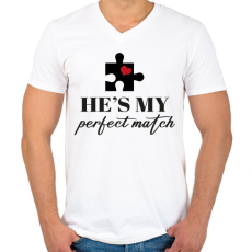 PRINTFASHION Puzzle - He - Férfi V-nyakú póló - Fehér