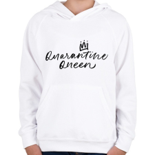PRINTFASHION Quarantine Queen - Gyerek kapucnis pulóver - Fehér gyerek pulóver, kardigán