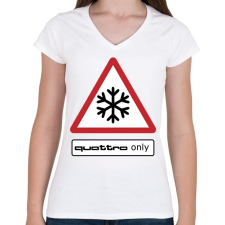 PRINTFASHION Quattro only - Női V-nyakú póló - Fehér női póló