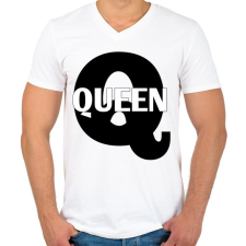 PRINTFASHION Queen  - Férfi V-nyakú póló - Fehér férfi póló