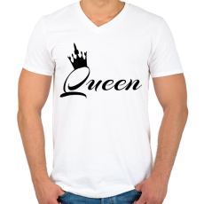 PRINTFASHION queen - Férfi V-nyakú póló - Fehér