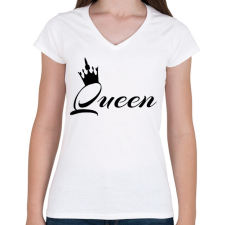 PRINTFASHION queen - Női V-nyakú póló - Fehér női póló