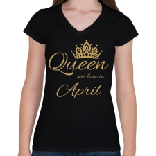 PRINTFASHION Queen  - Női V-nyakú póló - Fekete női póló