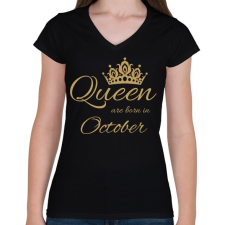 PRINTFASHION Queen  - Női V-nyakú póló - Fekete női póló