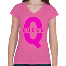 PRINTFASHION QUEEN - Női V-nyakú póló - Rózsaszín női póló
