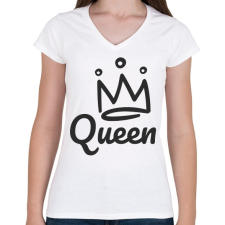 PRINTFASHION Queen - páros minta - Női V-nyakú póló - Fehér női póló