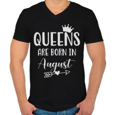 PRINTFASHION QUEENS are born in August - Férfi V-nyakú póló - Fekete