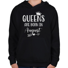 PRINTFASHION QUEENS are born in August - Gyerek kapucnis pulóver - Fekete