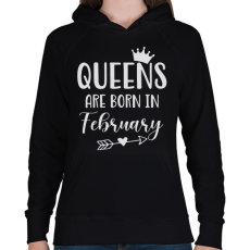 PRINTFASHION QUEENS are born in February - Női kapucnis pulóver - Fekete