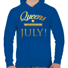 PRINTFASHION Queens are born in. - Férfi kapucnis pulóver - Királykék