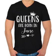 PRINTFASHION QUEENS are born in June - Férfi V-nyakú póló - Fekete férfi póló