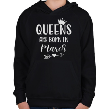 PRINTFASHION QUEENS are born in March - Gyerek kapucnis pulóver - Fekete gyerek pulóver, kardigán
