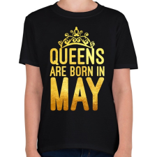 PRINTFASHION Queens are born in May - Gyerek póló - Fekete gyerek póló