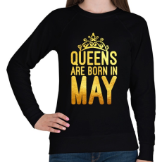 PRINTFASHION Queens are born in May - Női pulóver - Fekete